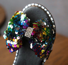 Load image into Gallery viewer, Bowtied Sequin Sandals