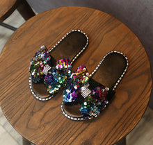 Load image into Gallery viewer, Bowtied Sequin Sandals